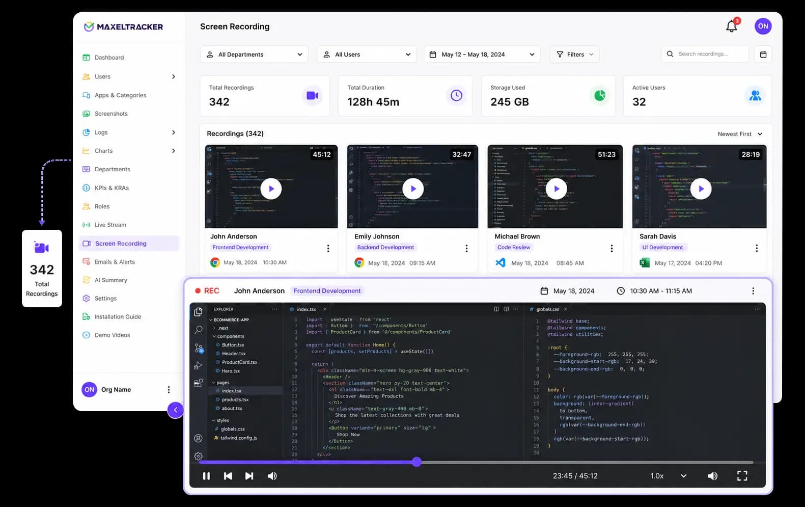 Live screen recording